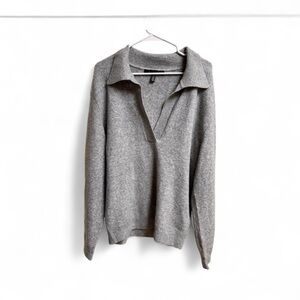 White House Black Market Grey Collared Sweater Women’s Size M Knit Pullover